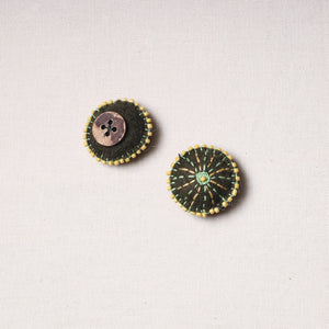 Bakhiya Hand Embroidered Felt & Beadwork Buttons (Set of 2)