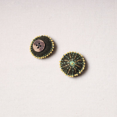Bakhiya Hand Embroidered Felt & Beadwork Buttons (Set of 2)