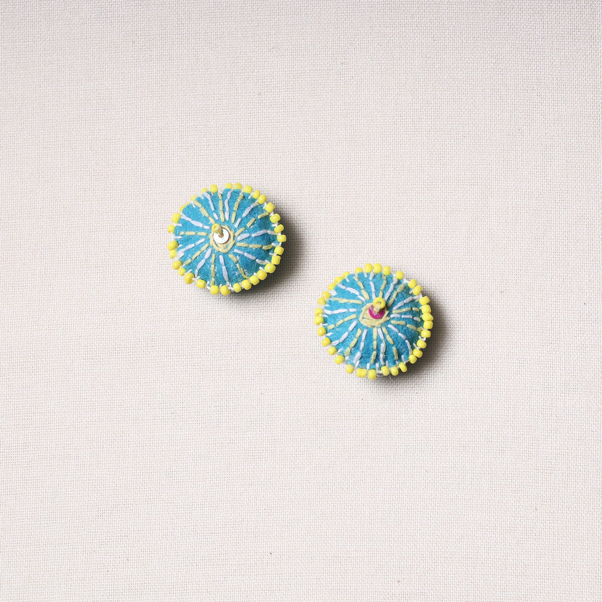 Bakhiya Hand Embroidered Felt & Beadwork Buttons (Set of 2)