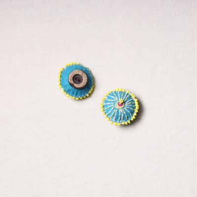 Bakhiya Hand Embroidered Felt & Beadwork Buttons (Set of 2)