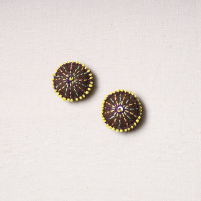 Bakhiya Hand Embroidered Felt & Beadwork Buttons (Set of 2)