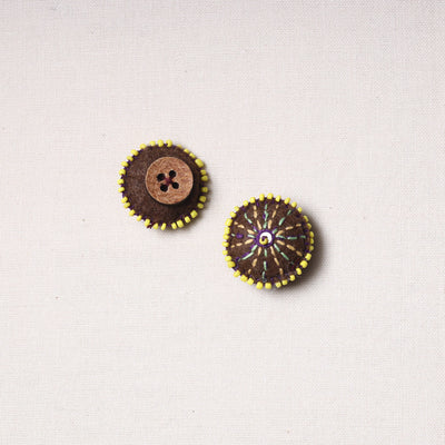 Bakhiya Hand Embroidered Felt & Beadwork Buttons (Set of 2)
