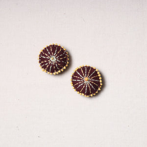 Bakhiya Hand Embroidered Felt & Beadwork Buttons (Set of 2)