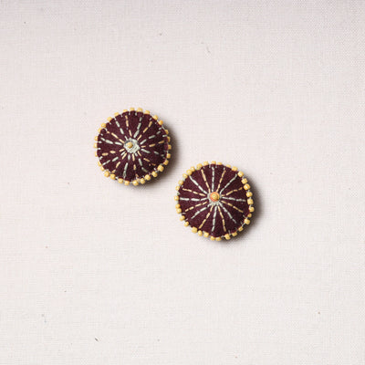 Bakhiya Hand Embroidered Felt & Beadwork Buttons (Set of 2)