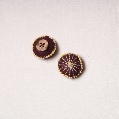Bakhiya Hand Embroidered Felt & Beadwork Buttons (Set of 2)