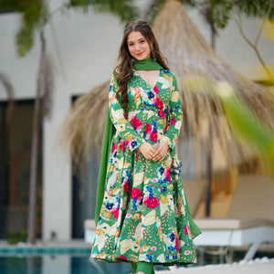 Zayra green rayon suit set