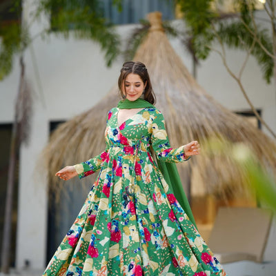 Zayra green rayon suit set