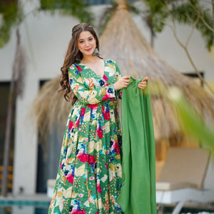 Zayra green rayon suit set