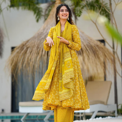 Vastra yellow cotton suit set