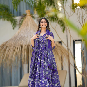 Mae purple cotton suit set