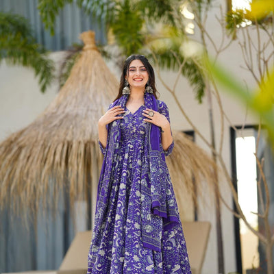 Mae purple cotton suit set