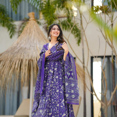 Mae purple cotton suit set