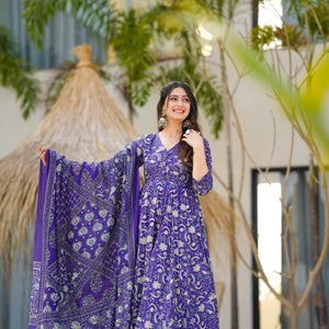 Mae purple cotton suit set