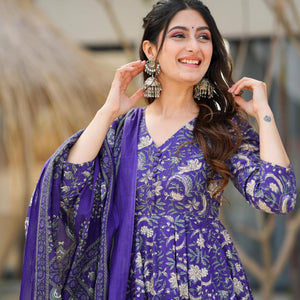 Mae purple cotton suit set
