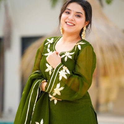 Emerald green kurta palazzo set