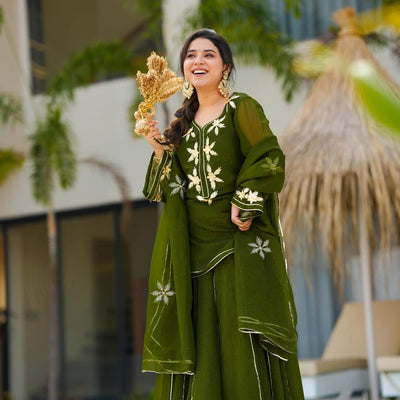 Emerald green kurta palazzo set
