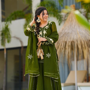Emerald green kurta palazzo set