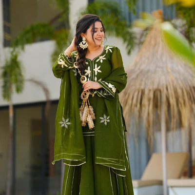 Emerald green kurta palazzo set