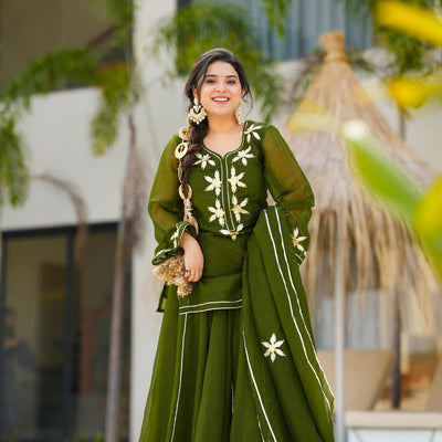 Emerald green kurta palazzo set
