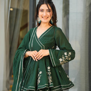 Bottle Green cosmos sharara set
