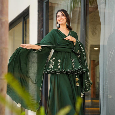 Bottle Green cosmos sharara set