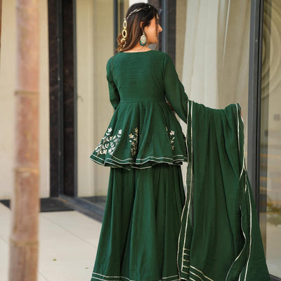 Bottle Green cosmos sharara set