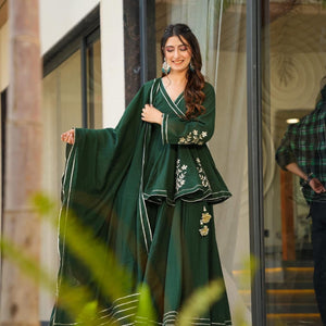 Bottle Green cosmos sharara set