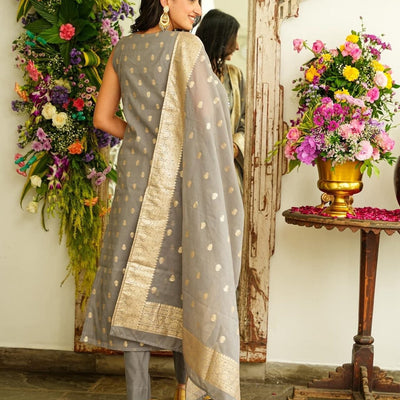 Harper grey chanderi set