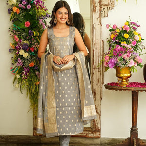 Harper grey chanderi set