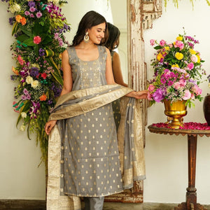 Harper grey chanderi set