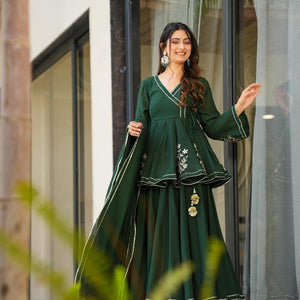 Bottle Green cosmos sharara set