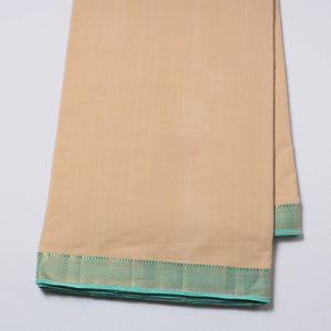 Beige - Mangalagiri Handloom Cotton Nizam Zari Border Fabric