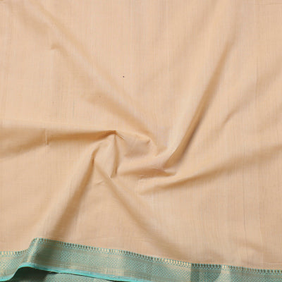 Beige - Mangalagiri Handloom Cotton Nizam Zari Border Fabric