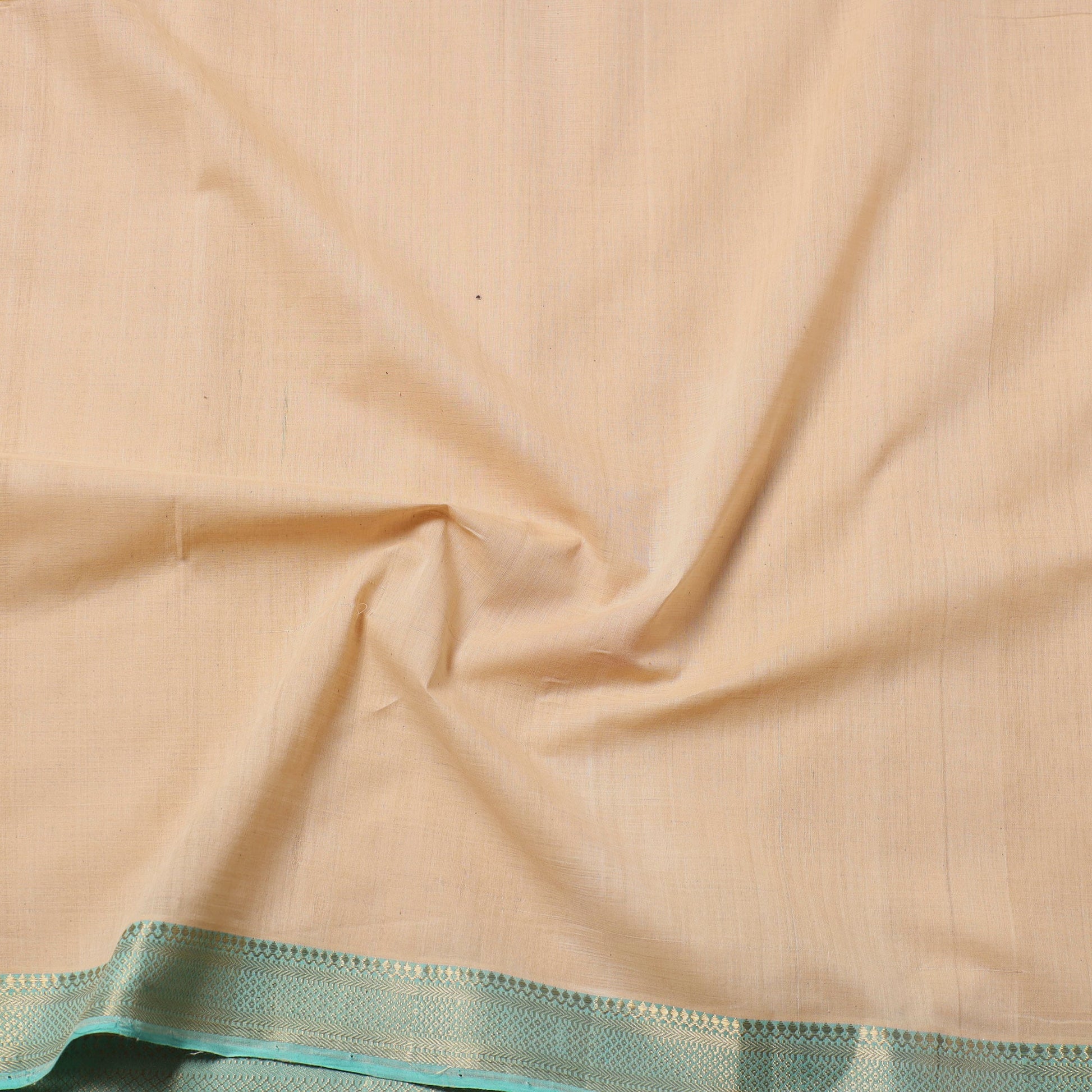 Beige - Mangalagiri Handloom Cotton Nizam Zari Border Fabric