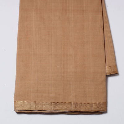 Brown - Mangalagiri Handloom Cotton Nizam Zari Border Fabric