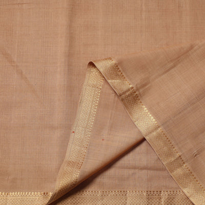 Brown - Mangalagiri Handloom Cotton Nizam Zari Border Fabric