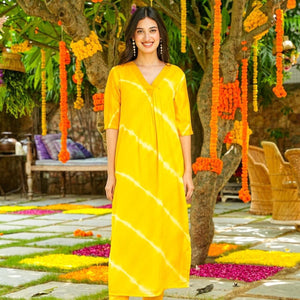 Yellow STRIPS KURTA SET