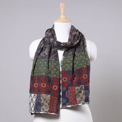 Brown - Ajrakh Block Printed Patchwork Cotton Stole
