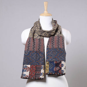 Brown - Ajrakh Block Printed Patchwork Cotton Stole