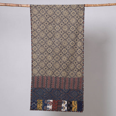 Brown - Ajrakh Block Printed Patchwork Cotton Stole