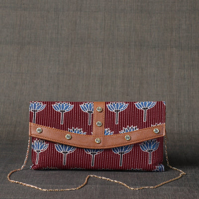 Brown - Ajrakh Hand Block Printed Clutch Wallet