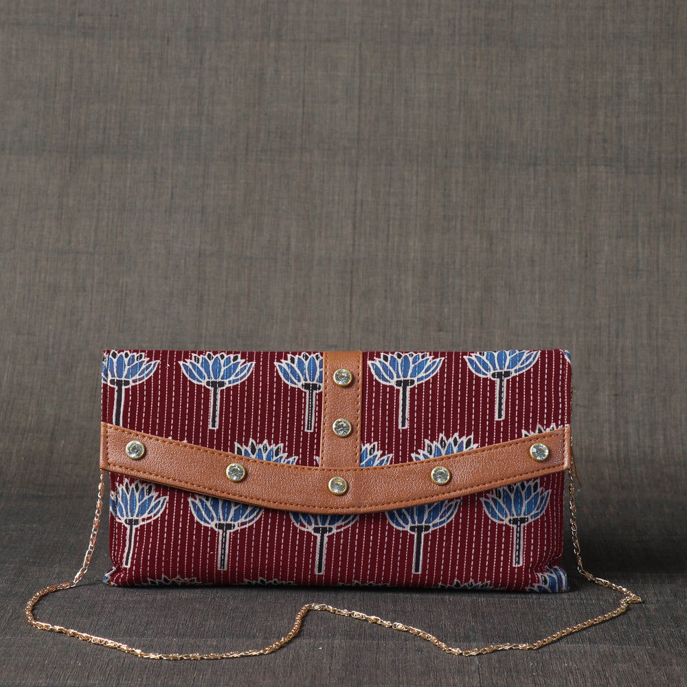 Brown - Ajrakh Hand Block Printed Clutch Wallet