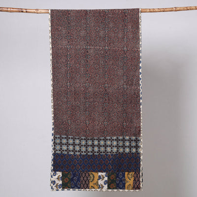 Brown - Ajrakh Block Printed Patchwork Cotton Stole