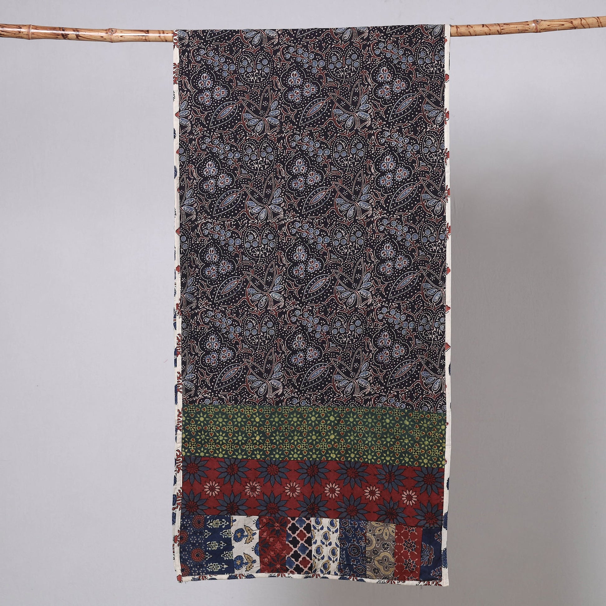 Brown - Ajrakh Block Printed Patchwork Cotton Stole