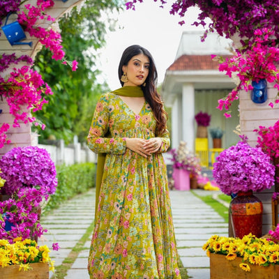 Laurel floral chinon suit set