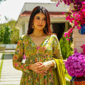 Laurel floral chinon suit set