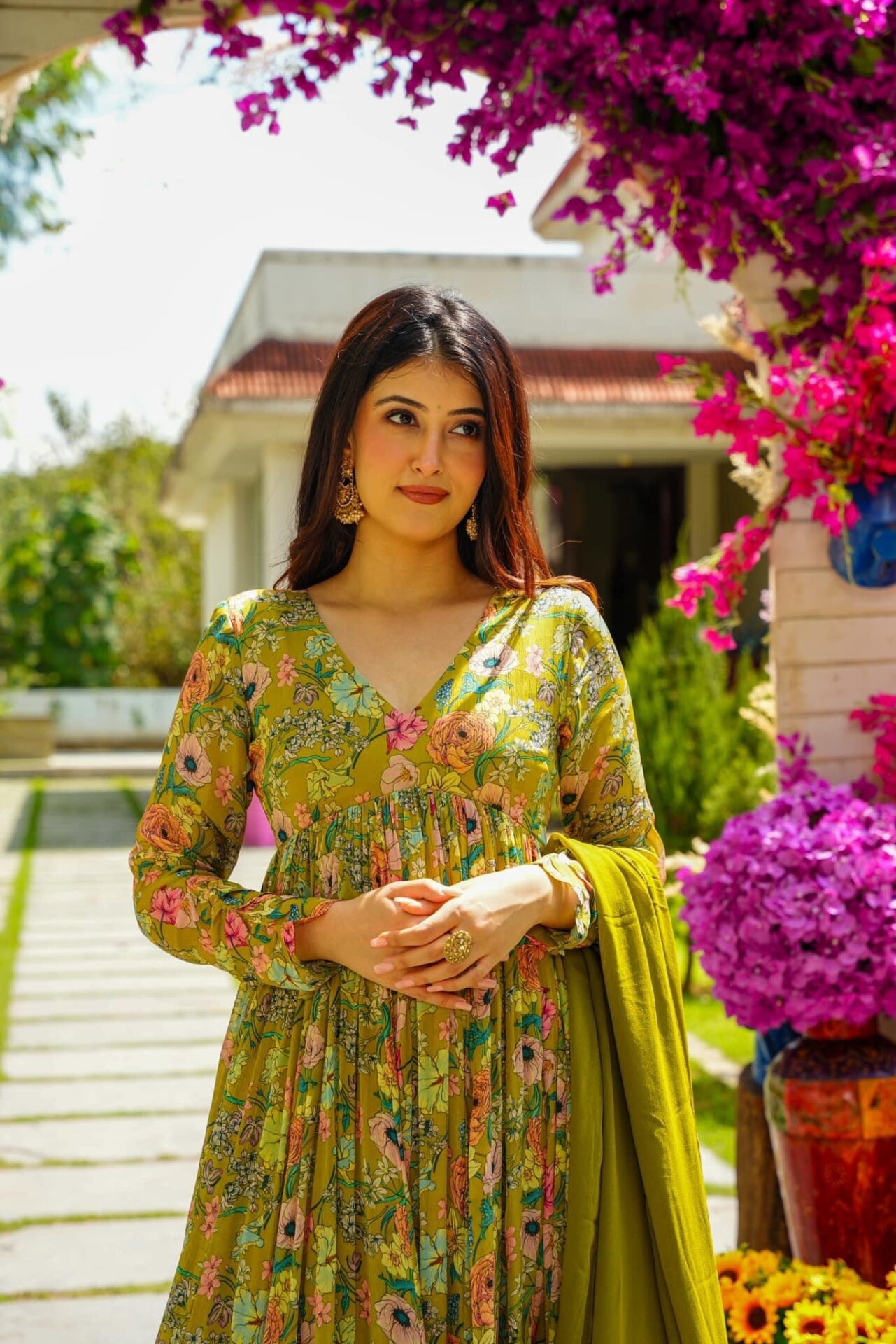 Laurel floral chinon suit set
