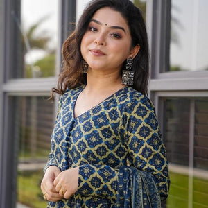 Jade tide cotton suit set