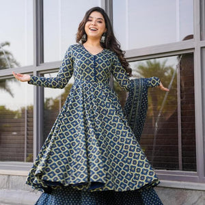 Jade tide cotton suit set