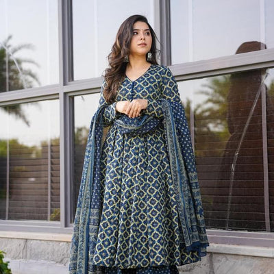 Jade tide cotton suit set